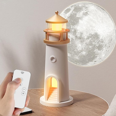 Moonlight Lighthouse Night Light, Moon Lamp Projector, Lighthouse Remote Control Moonlight Projection Lamp