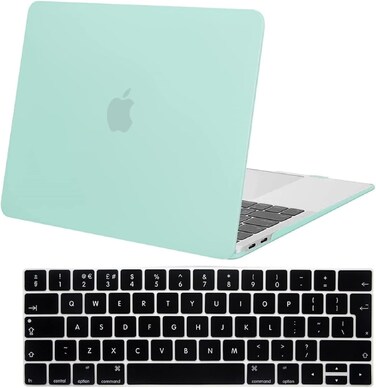 Hard Shell Case &amp; UK Layout English Keypad Cover Compatible for MacBook New Pro 13" with Touch Bar and Touch ID, Model A1706/A1708/A2159/A1989, Release in 2016/2017/2018, Mint Green
