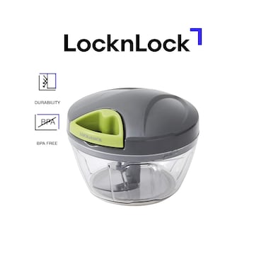 LocknLock 3-Blade Quick Chopper 400ml &ndash; BPA-Free Manual Food Chopper with Easy Pull Tab