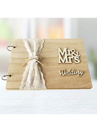ELECDON Wedding Guest Book 30 Pages Retro Wooden Guest Book Diy Guest Sign - Blank NO Lines-In Book Message Book Guestbook Gift For Engagement Wedding Birthday Ceremony