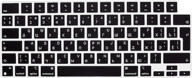 EU/UK Version Russian English Keyboard Cover for MacBook Air 15.3" M2 A2941/Air 13.6" M2 A2681, MacBook Pro 14.2"/16.2" 2023-2021 M3/M2/M1, A2918/A2992/A2779/A2442/A2991/A2780/A2485, Black