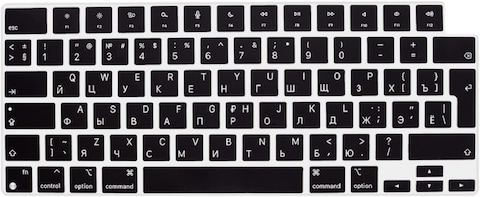 EU/UK Version Russian English Keyboard Cover for MacBook Air 15.3&quot; M2 A2941/Air 13.6&quot; M2 A2681, MacBook Pro 14.2&quot;/16.2&quot; 2023-2021 M3/M2/M1, A2918/A2992/A2779/A2442/A2991/A2780/A2485, Black