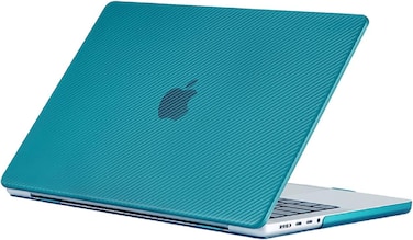 Hard Shell Case Cover Compatible with MacBook Pro 14-Inch Release 2024/2023/2022/2021 Model:- M3 A2918/A2992, M2 A2779, M1 A2442 Pro/ Max Chip with Touch ID, Dark Cyan Carbon Fiber Texture