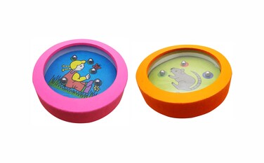 Wooden Round Shape Maze Ball Toy for Kids &ndash; 3D Puzzle Ball with Rolling Beads, Creative Balance and Coordination Game for Toddlers &amp; Children &ndash; 3 Design Pink, Orange, Red (Set Of Any 2 Pieces)