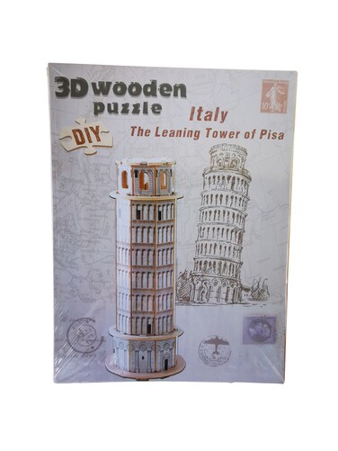 3D Wooden Puzzle DIY Kit, Leaning Tower of Pisa Model, Italy Landmark Educational Building Set