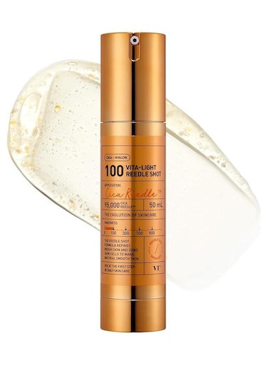 VT Cosmetics Vita-Light Reedle Shot 100, Serum with Vitamin C Capsules, Vitamin E, Hydrating Care, Korean Skincare For Sensitive Skin 1.69Fl Oz(50ml)