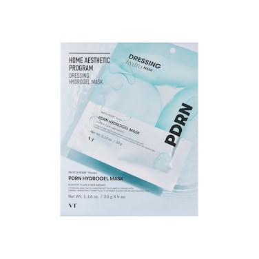 VT Cosmetics PDRN Hydrogel Mask, Plant-based PDRN, Intensive Overnight Nourishing, 4pcs