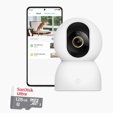 Xiaomi C500 Smart WiFi Security Camera with 128GB Storage   2K HD Indoor Home Surveillance Camera with Night Vision, Motion Detection, Two-Way Audio &amp; Mobile App Control