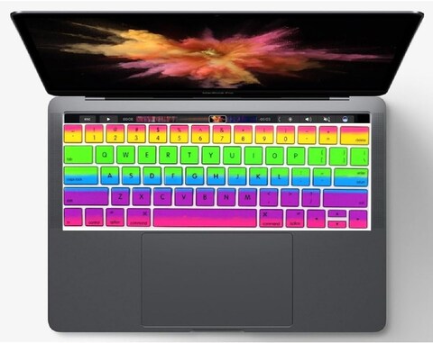 USA Version English Silicone Protective Keyboard Cover for Macbook Pro 13/15 Inch with Touch Bar Model A1706/A1707/A1989/A1990/A 2159, Release 2016/2017/2018/2019, Rainbow-02