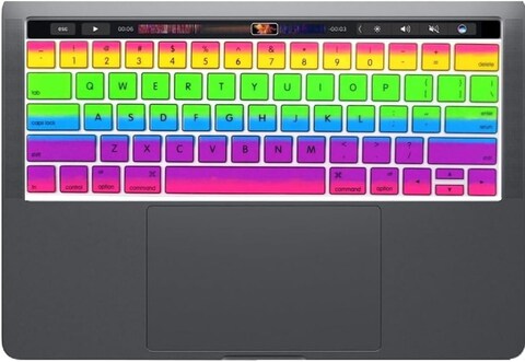 USA Version English Silicone Protective Keyboard Cover for Macbook Pro 13/15 Inch with Touch Bar Model A1706/A1707/A1989/A1990/A 2159, Release 2016/2017/2018/2019, Rainbow-02