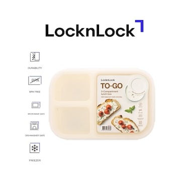 LocknLock To Go Lunchbox 980ml &ndash; White, Leak-Proof, Microwave &amp; Freezer Safe