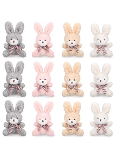 SYOSI 12 Pcs 4 Inch Mini Plush Stuffed Animal Bear Bunny Koala Jointed Furry Doll Toys for DIY Keychain Gifts Birthday Wedding Party Favors