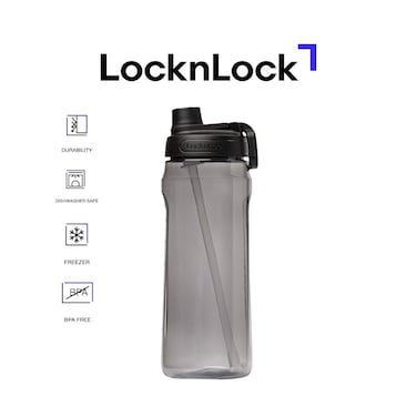 LocknLock Active 2L Black Water Bottle &ndash; Durable, Easy Grip, Leak-Proof with Hidden Finger Loop