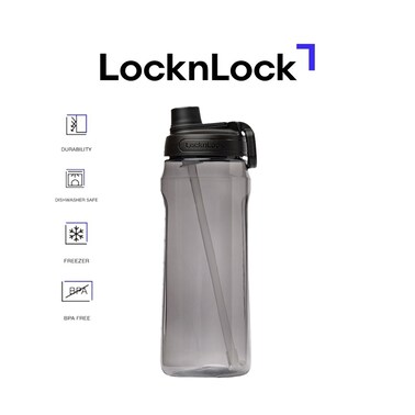 LocknLock Active 2L Black Water Bottle &ndash; Durable, Easy Grip, Leak-Proof with Hidden Finger Loop