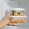 LocknLock Stackable Tempered Glass Rectangular Food Container 4-Piece Set Airtight Leakproof Tempered Glass with Locking Lid, Microwave, Freezer &amp; Dishwasher Safe, Stackable Glass Meal Prep Containers
