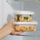 LocknLock Stackable Tempered Glass Square Food Container 4-Piece Set Airtight Leakproof Tempered Glass with Locking Lid, Microwave, Freezer &amp; Dishwasher Safe