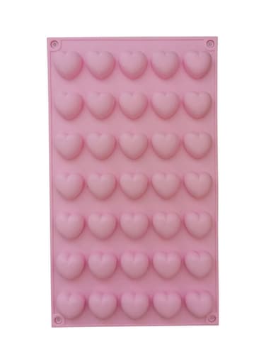 35-Cavity Heart Shaped Cookie Mold, Pink Silicone Baking Mould