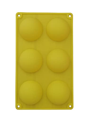 Silicone 6 Cavity Half Ball Sphere Cake Mold, Yellow Silicone Mould