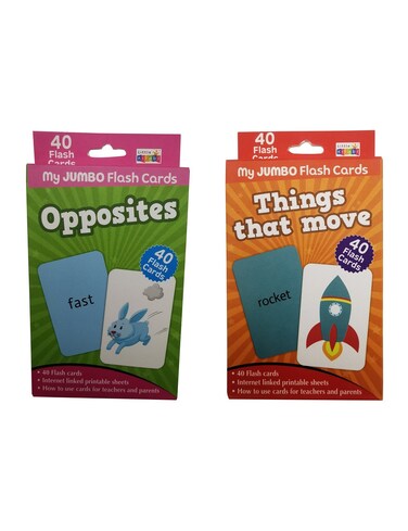 Learn and Play - A Fun Flash Card Set Featuring Opposites and Things That Move, Fun Flash Cards for Kids-Exploring  Opposites and Things That Move with Colorful Images(2 Pack)