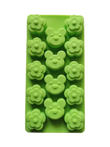 Bear and Flower shaped Silicone Mold – Perfect for Baking, Candy, Ice, and Crafts(green)