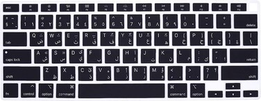 USA Version Arabic Language Silicone Keyboard Cover Compatible for MacBook Air 13" 2020 M1 Chip Model A2179/A2337 With Touch ID, Dust/Spill Protection, Easy Install &amp; Washable Protector, Black