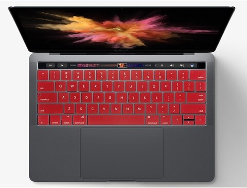USA Version English Silicone Protective Keyboard Cover for Macbook Pro 13/15 Inch with Touch Bar Model A1706/A1707/A1989/A1990/A 2159, Release 2016/2017/2018/2019, Wine Red
