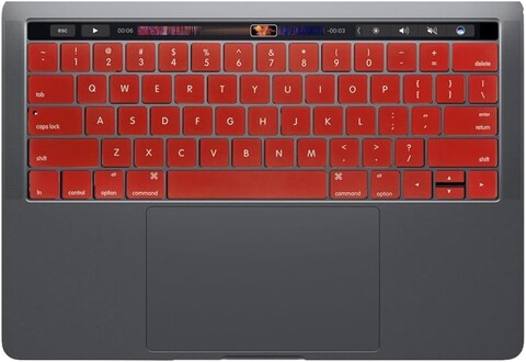 USA Version English Silicone Protective Keyboard Cover for Macbook Pro 13/15 Inch with Touch Bar Model A1706/A1707/A1989/A1990/A 2159, Release 2016/2017/2018/2019, Wine Red