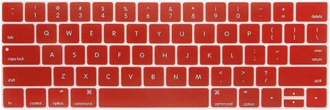 USA Version English Silicone Protective Keyboard Cover for Macbook Pro 13/15 Inch with Touch Bar Model A1706/A1707/A1989/A1990/A 2159, Release 2016/2017/2018/2019, Wine Red
