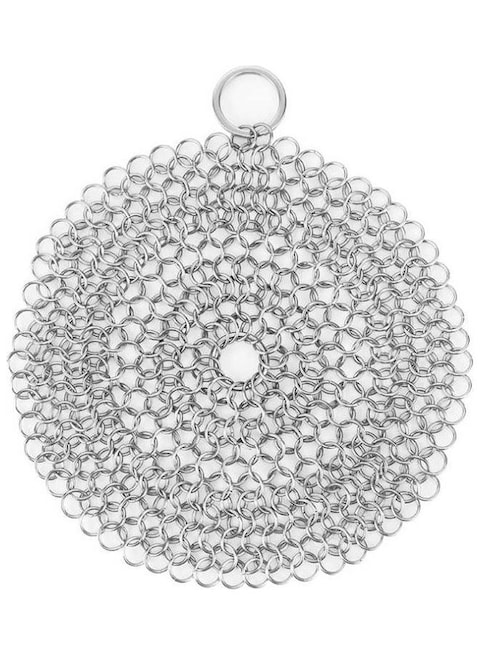 Stainless Steel Round Shaped Dish Washing Net Brush Silver