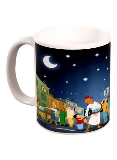 Ceramic Ramadan Kareem Printed Mug Blue/White/Green