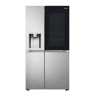 LG 668 Liter Side By Side Refrigerator With Water Dispenser, Linear Inverter Compressor, Insta View, Smart ThinQ, Tempered Glass, Color Silver Model &ndash; GC-X267CSHS