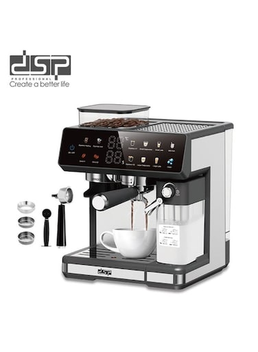 DSP-KA3146 All-in-One Espresso Coffee Machine 20 Bar Pump, Bean Grinder, Milk Frother, 3-in-1 Touchscreen Coffee Maker 1350W &ndash; Stainless Steel