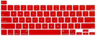 US Version English Language Silicone Keyboard Cover for Newest MacBook Pro 16" 2019 with Touch Bar Model A2141 &amp; MacBook Pro 13" 2020 with Touch Bar Model A2338 M1 M2 Chip/A2289/A2251, Wine Red