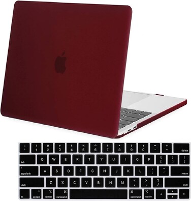 Hard Shell Case &amp; US Layout English Keypad Cover Compatible for MacBook New Pro 13" with Touch Bar and Touch ID, Model A1706/A1708/A2159/A1989, Release in 2016/2017/2018, Wine Red