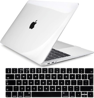 Hard Shell Case &amp; UK Layout English Keypad Cover Compatible for MacBook New Pro 13" with Touch Bar and Touch ID, Model A1706/A1708/A2159/A1989, Release in 2016/2017/2018, Clear