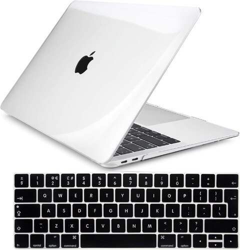 Hard Shell Case &amp; UK Layout English Keypad Cover Compatible for MacBook New Pro 13&quot; with Touch Bar and Touch ID, Model A1706/A1708/A2159/A1989, Release in 2016/2017/2018, Clear