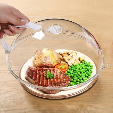 Microwave Splatter Cover with Handle and Adjustable Steam Vents &ndash; Transparent Microwave Plate Cover Lid, Keeps Microwave Oven Clean and Neat