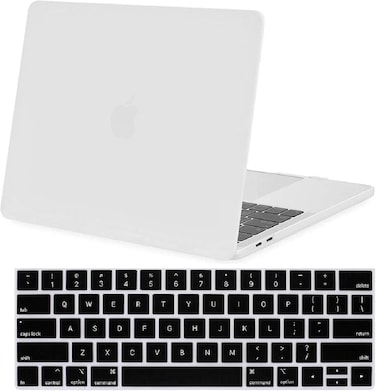 Hard Shell Case &amp; US Layout English Keypad Cover Compatible for MacBook New Pro 13" with Touch Bar and Touch ID, Model A1706/A1708/A2159/A1989, Release in 2016/2017/2018, White