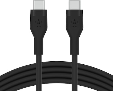 Belkin BoostCharge Flex Silicone USB C charger cable, USB-IF certified USB type C to USB type C charging cable for iPhone 16, 15, Galaxy S24, S23, iPad, MacBook, Note, Pixel and more - 1M, Black