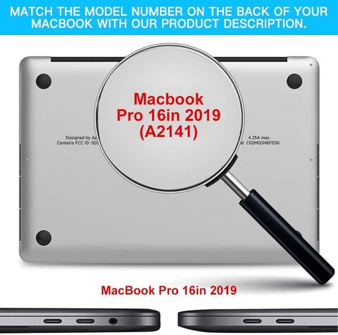 Protective Hard Shell Case Cover Compatible with MacBook Pro 16-Inch Model (A2141 MVVJ2xx/A, MVVK2xx/A, MVVL2xx/A, MVVM2xx/A) Retina Display with Touch Bar Touch ID, Black
