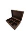 Wooden Tea Storage Box with 6 Compartments &ndash; Vintage Brown Finish with Brass Latch, Elegant Organizer for Tea Bags, Spices, or Small Items, Rustic Decorative Display for Home or Kitchen
