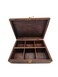 Wooden Tea Storage Box with 6 Compartments &ndash; Vintage Brown Finish with Brass Latch, Elegant Organizer for Tea Bags, Spices, or Small Items, Rustic Decorative Display for Home or Kitchen