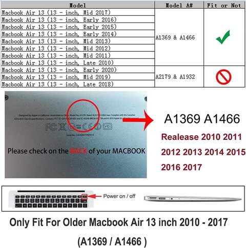 Plastic Hard Shell Case Cover Compatible with Older Version MacBook Air 13.3-Inch Model:- A1369/A1466 Release 2010 to 2017, Purple