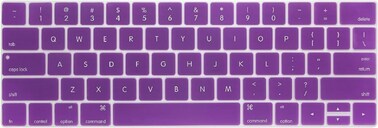 USA Version English Silicone Protective Keyboard Cover for Macbook Pro 13/15 Inch with Touch Bar Model A1706/A1707/A1989/A1990/A 2159, Release 2016/2017/2018/2019, Purple