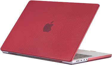 Hard Shell Case Cover Compatible with MacBook Pro 14-Inch Release 2024/2023/2022/2021 Model:- M3 A2918/A2992, M2 A2779, M1 A2442 Pro/ Max Chip with Touch ID, Wine Red Carbon Fiber Texture