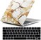 Hard Shell Case &amp; UK Layout English Keypad Cover Compatible for MacBook New Pro 13" with Touch Bar and Touch ID, Model A1706/A1708/A2159/A1989, Release in 2016/2017/2018, Gold Marble