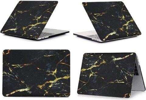 Protective Hard Shell Case Cover Compatible with New Version MacBook Air 13-Inch with Retina Display &amp; Touch ID Model:- A2337 M1/A2179/A1932, Release 2018/2019/2020/2021, Black Gold Marble