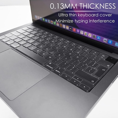 EU/UK Version Clear Skin Keyboard Cover for MacBook Air 15.3&quot; M2 A2941/Air 13.6&quot; M2 A2681, MacBook Pro 14.2&quot;/16.2&quot; 2023-2021 M3/M2/M1, A2918/A2992/A2779/A2442/A2991/A2780/A2485, Clear/White