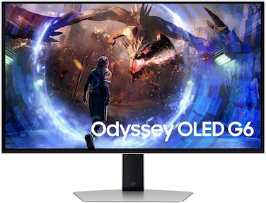 SAMSUNG Odyssey OLED G6 G60SD Gaming Monitor, 27" QHD OLED Display, 360Hz Refresh Rate, 0.03ms (GtG) Response Time, AMD FreeSync Premium Pro Technology, Silver   LS27DG602SMXUE