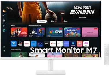 Samsung M7 M70D 32" 4K UHD Smart Monitor, 60Hz, 4ms Response, Wi-Fi 5 &amp; Bluetooth 5.2, Built-In Speakers, Tizen OS, White   LS32DM703UMXUE